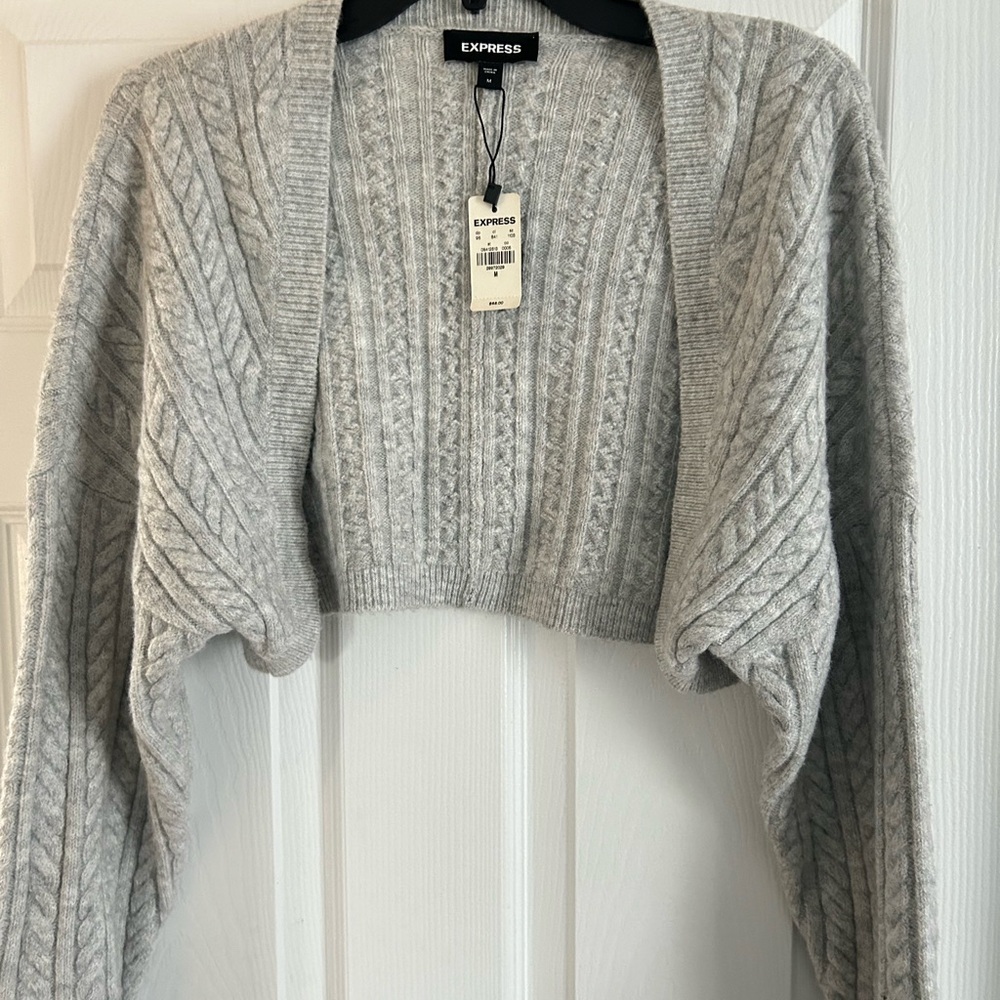 Express Women's Gray Cable Knit Sweater